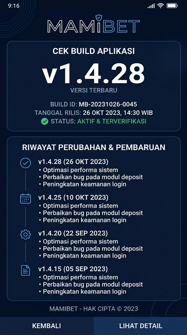 Riwayat Versi Mamibet untuk Pengguna Android